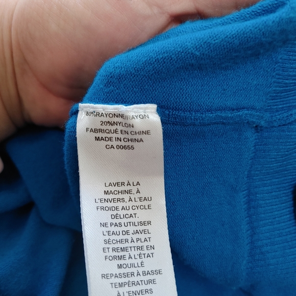 Reitmans Blue Cardigan Knit Button up Large Cerulean Peacock blue - Picture 5 of 7